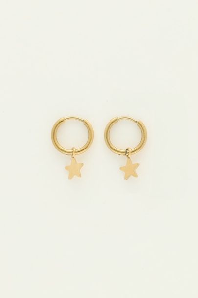 Small hoop earrings with star charm