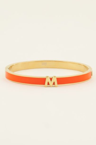 Oranje bangle met initial