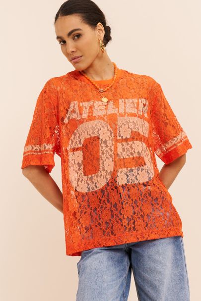 Top en dentelle orange "Atelier 05"