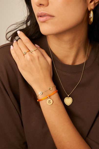 Oranje touw armband in satijn look