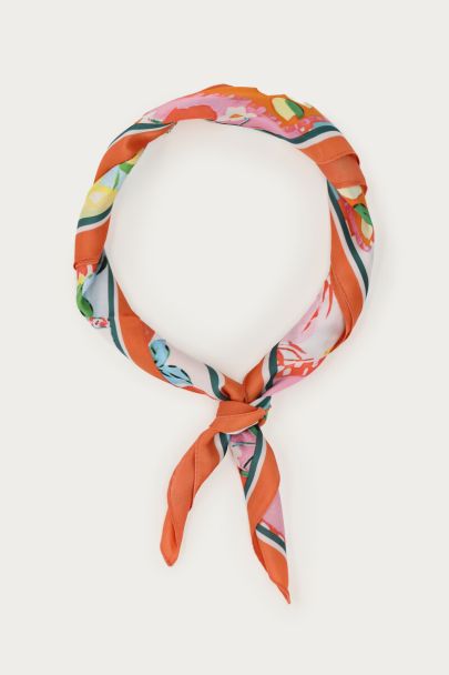Oranje satijnen look sjaal met citroenen