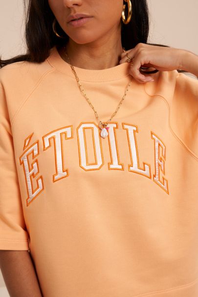 Orange sweater with short sleeves "Etoile"