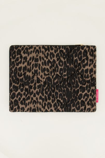 Gewatteerde laptop hoes met panterprint