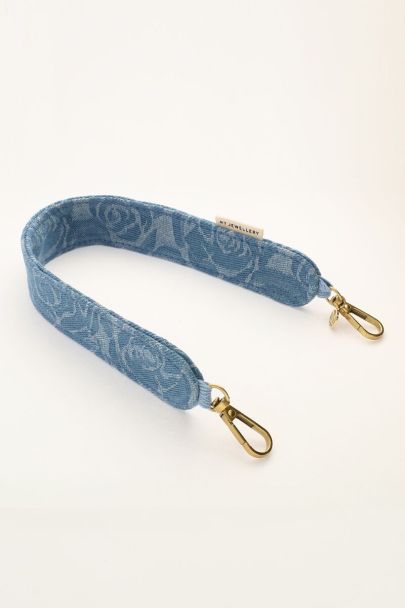 Phone lanyard with blue rose print