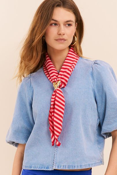 &Eacute;charpe triangulaire ray&eacute; rose et rouge