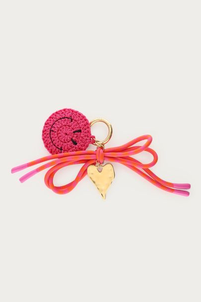 Pink bag charm with smiley 
