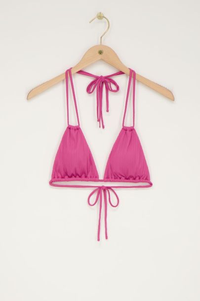 Haut de bikini triangle rose à double bretelles 
