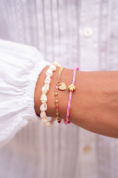 Bracelet double minimaliste avec cœur et perles
