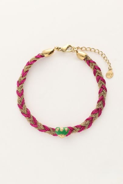 Pink braided bracelet with charm