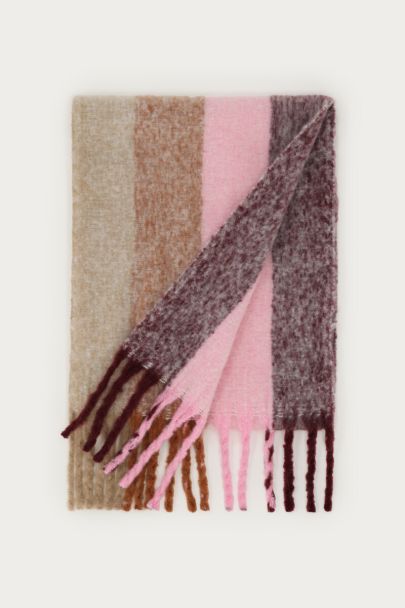 Pink & burgundy striped scarf 