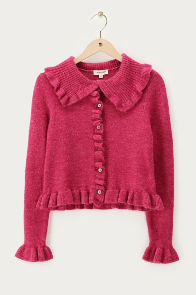 Roze vest met ruffle kraag