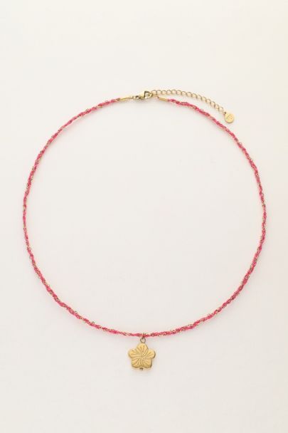 Sunrocks roze koord ketting met bloem