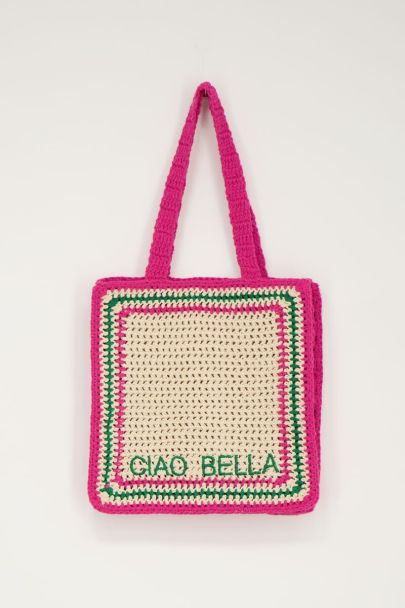 Sac en crochet rose ciao bella