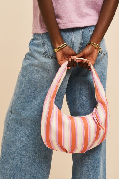 Sac en denim rose &agrave; rayures