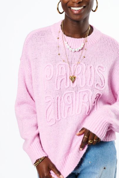 Roze embroidery sweater "Paris Paris"