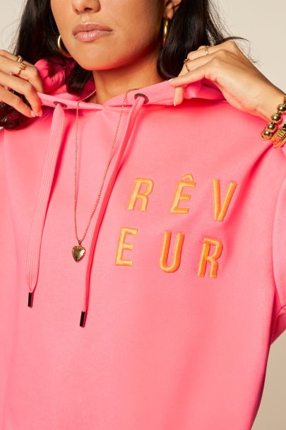 Sweat à capuche rose "Rêveur"
