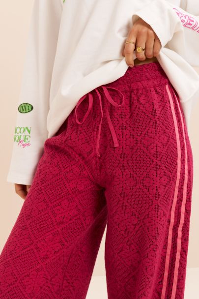Roze kanten broek met tapes