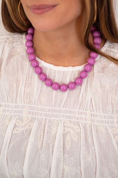 Roze ketting met grove kralen