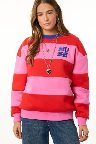 Roze-rood gestreepte sweater "Muse"