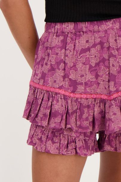 Pink skort with flower print