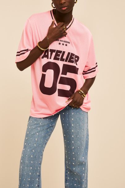 Roze sporty mesh T-shirt