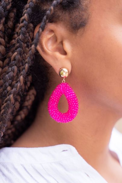 Pink statement earrings with rhinestones