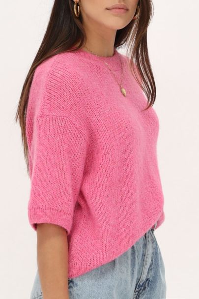 Pinker kurzärmeliger Pullover