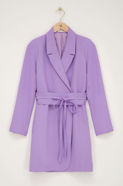 Purple drawstring blazer dress 