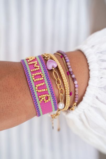 Paarse bohemian armband amour 