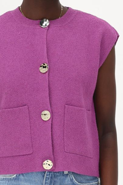 Paarse bouclé gilet
