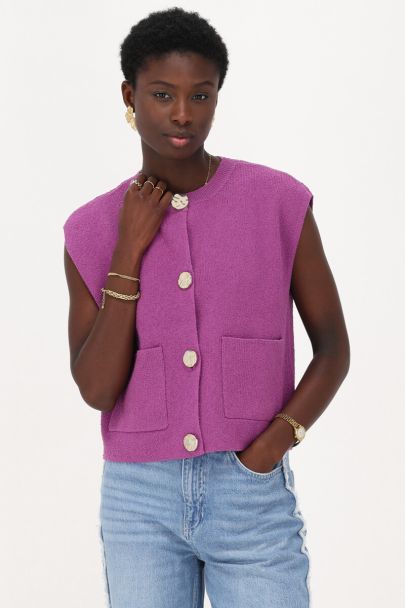Paarse bouclé gilet