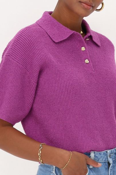 Paarse bouclé polo