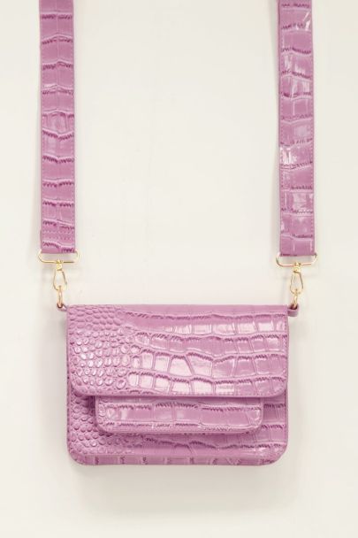 Paarse schoudertas met croco design | My Jewellery
