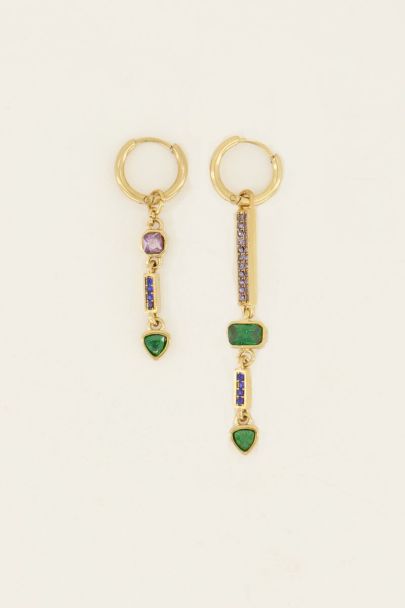 Purple hoop earrings in mixed lengths