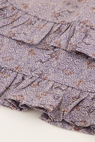 Purple graphic print ruffled skirt