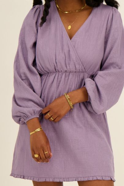Purple long-sleeved dress