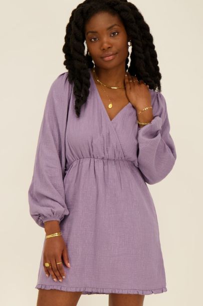 Purple long-sleeved dress