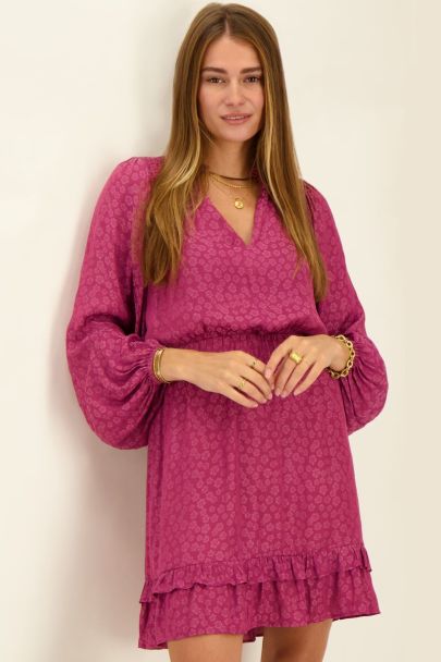 Robe violette en jacquard à manches longues