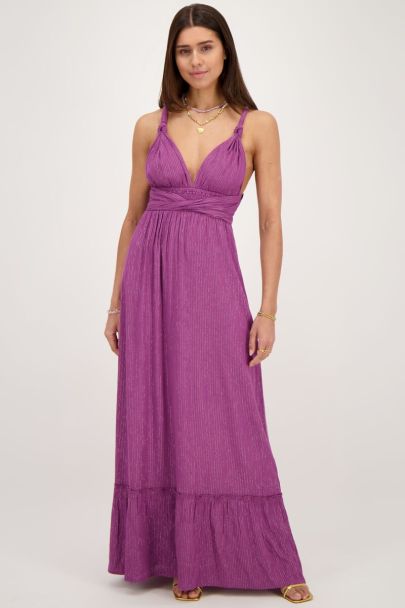 Purple multiway maxi dress with lurex