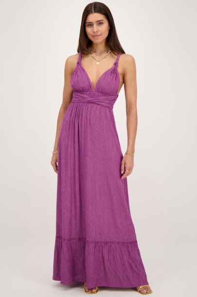 Robe longue violette en lurex