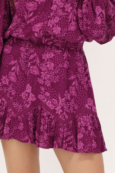 Purple & pink floral print skirt