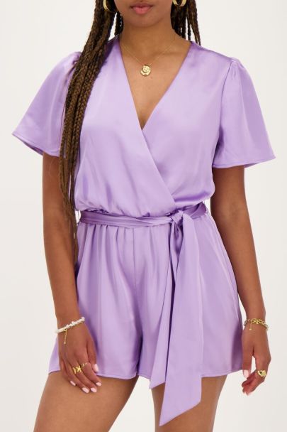 Purple playsuit satin look