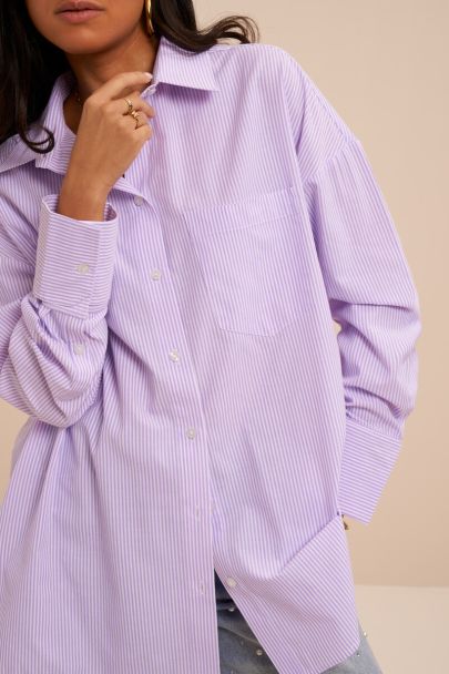 Purple striped oversized blouse