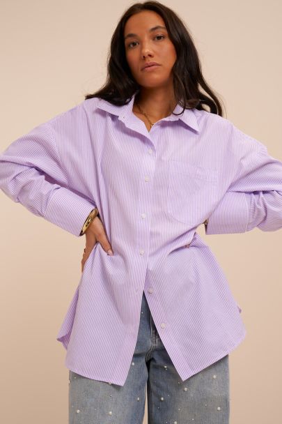 Purple striped oversized blouse