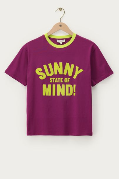 Paars T-shirt "Sunny state of mind"