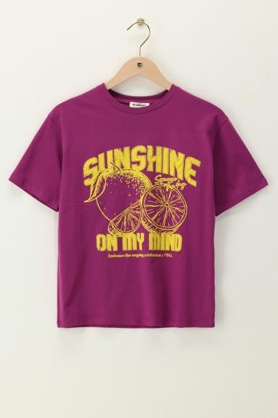 Paars T-shirt "Sunshine on my mind"