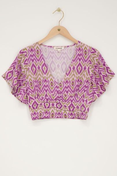 Paarse top met aztec print