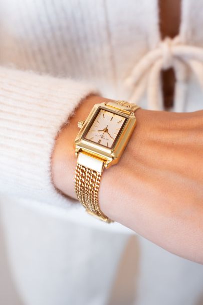 Rectangular watch with chains