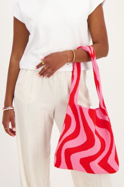 Rood & roze swirl shopper 