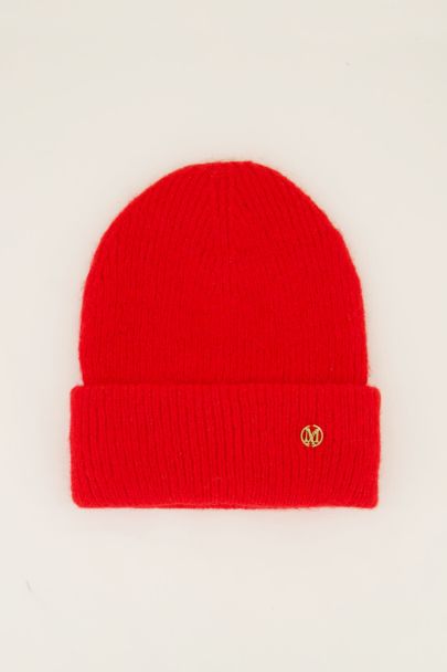Red knitted beanie